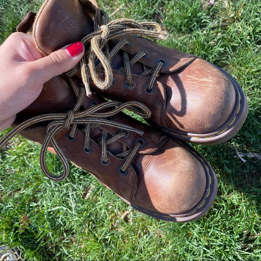 Vintage 90's Dr. Martens Brown Lace-up Chunky Ankle Boots - Picture 5 of 6
